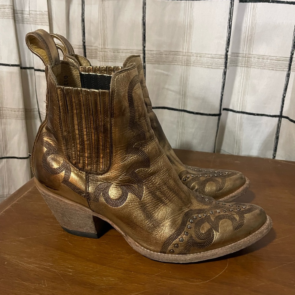 Old Gringo Gold and Brown Ankle Boots